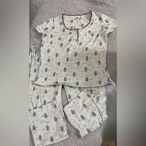 Dearfoams Gray and Pink Owl Kids Pajama Set